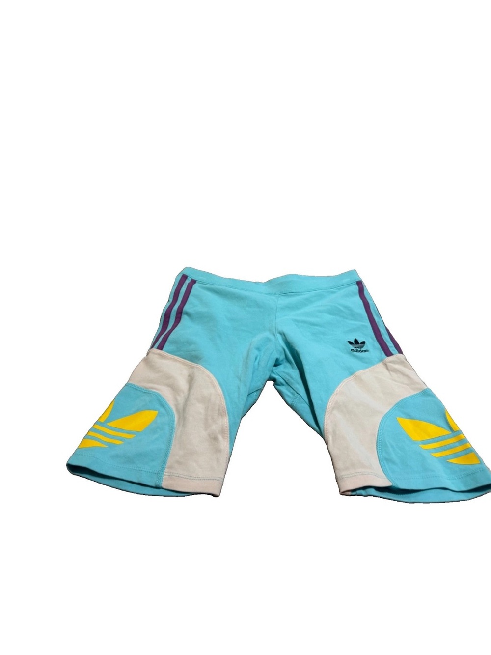 Adidas Women’s Originals Turquoise Colorblock Bike Shorts Size Medium 30x9